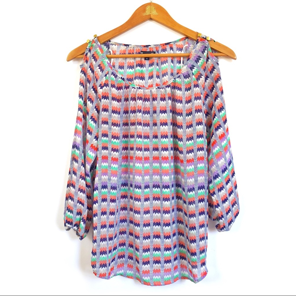 Gap Cold-Shoulder Semi-Sheer Flowy Blouse Sz M - Picture 1 of 8